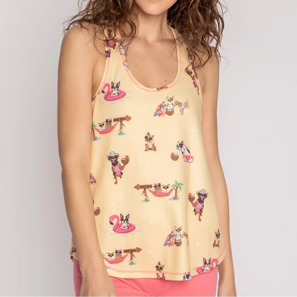 PJ Salvage Medium Top Spring Break Tank Top in Yellow Mist Party Animal NWT